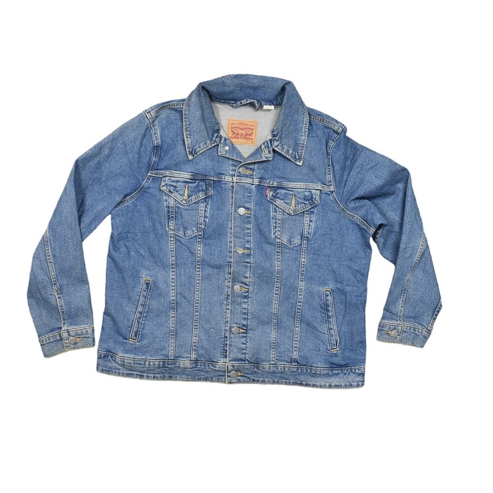 Levi's Blue Cotton Bomber Jacket, Women's Plus Size 2X Trucker Button